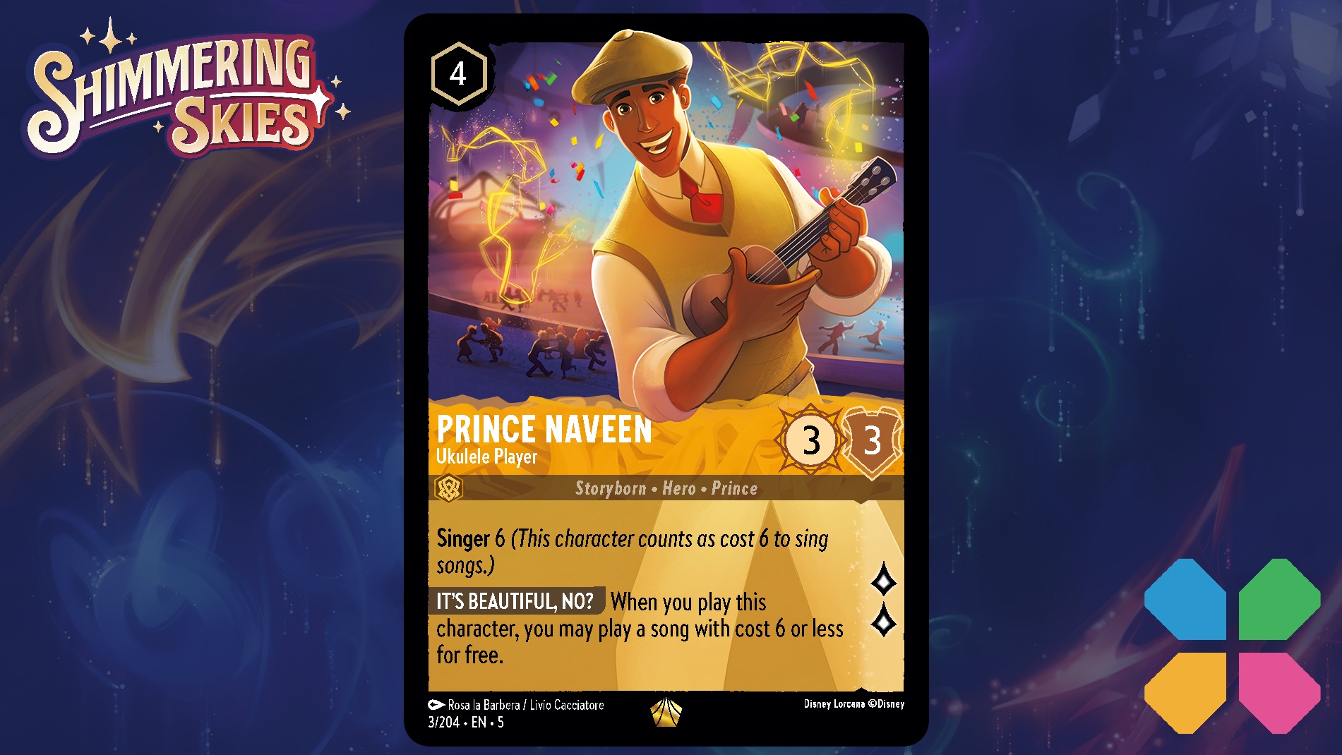 Disney Lorcana: Shimmering Skies exclusive card reveal - Prince Naveen,  Ukulele Player - Checkpoint